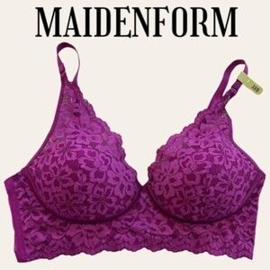 MAIDENFORM Pure Comfort Lightly Lined Convertible Lace Bralette-38B/NWT